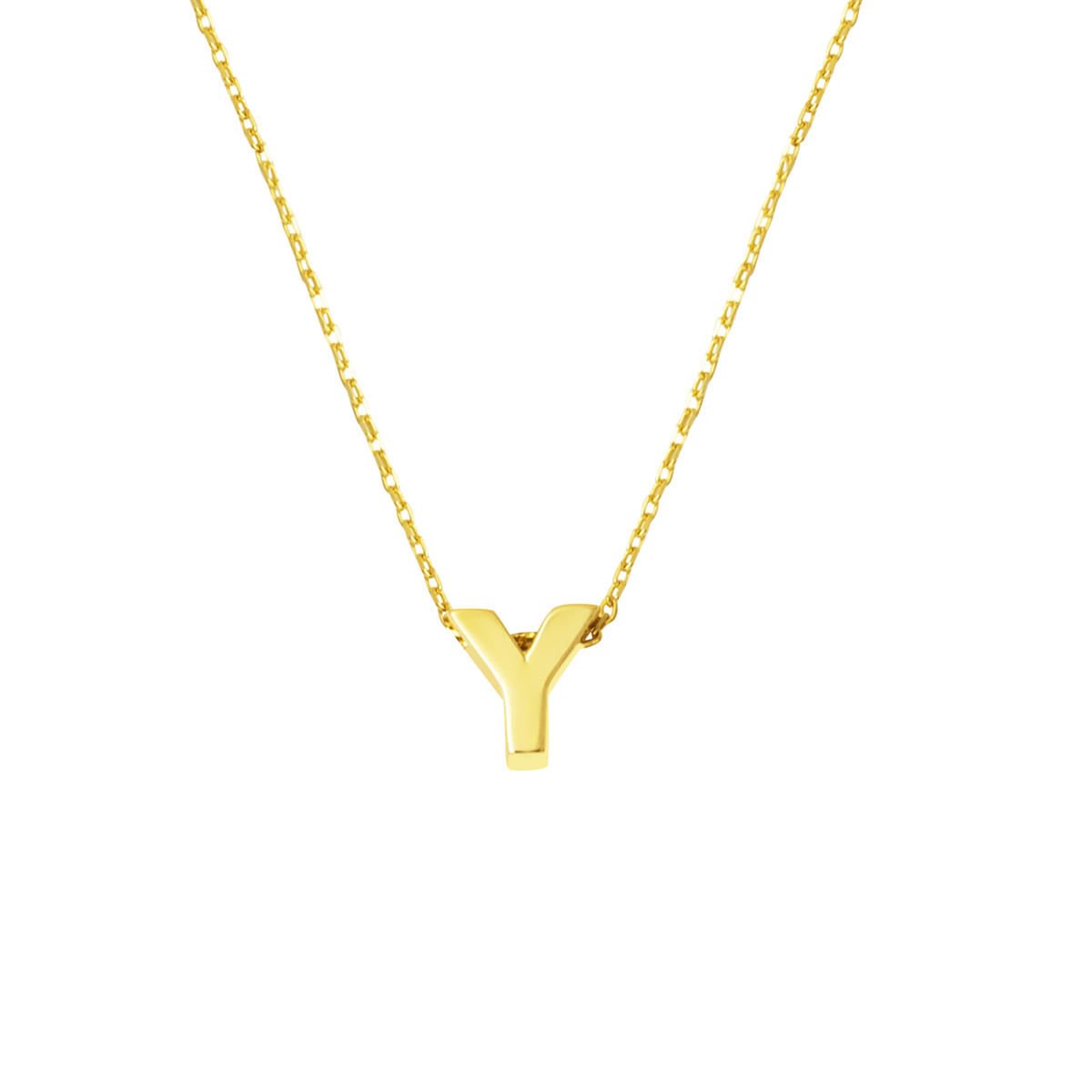 Y Harfi 14 Ayar Altın Taşsız Minimal Harf Kolye