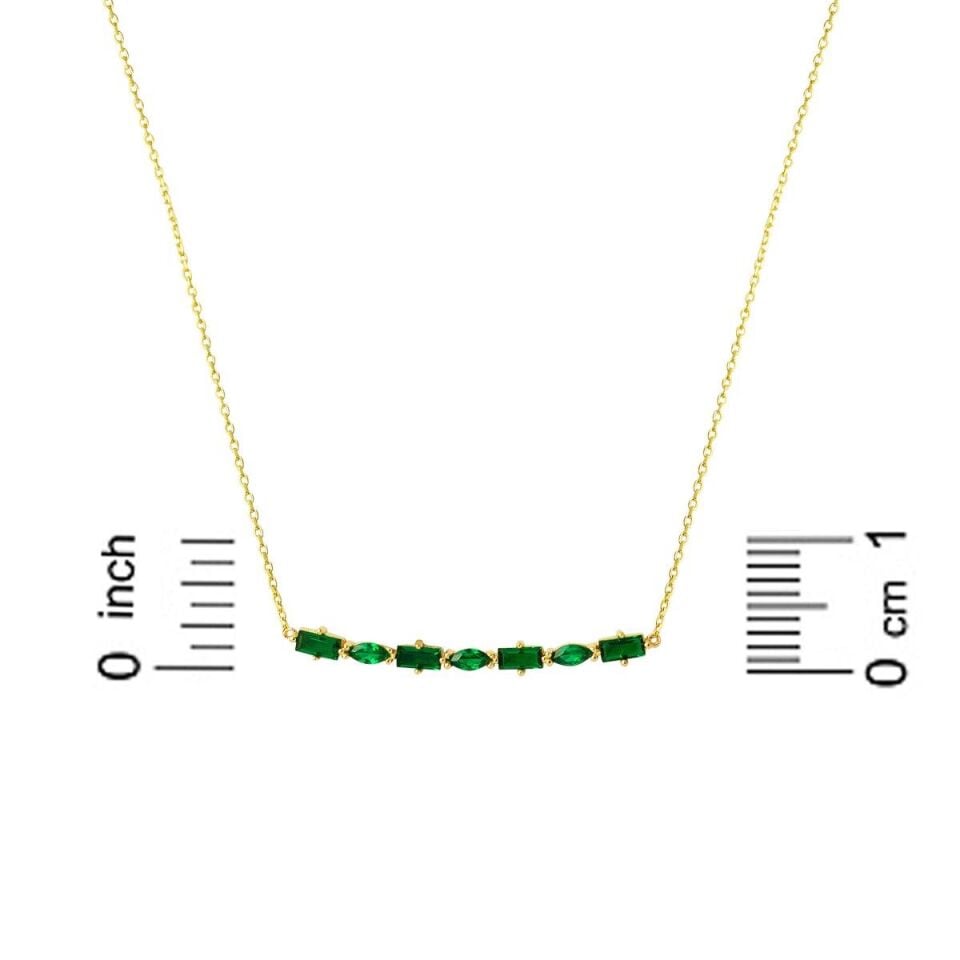 Yeşil Baget Taşlı Altın Kolye