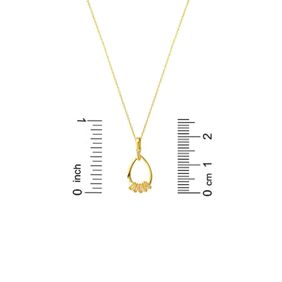 Kalbin Gözyaşı Baget Taşlı Altın Kolye