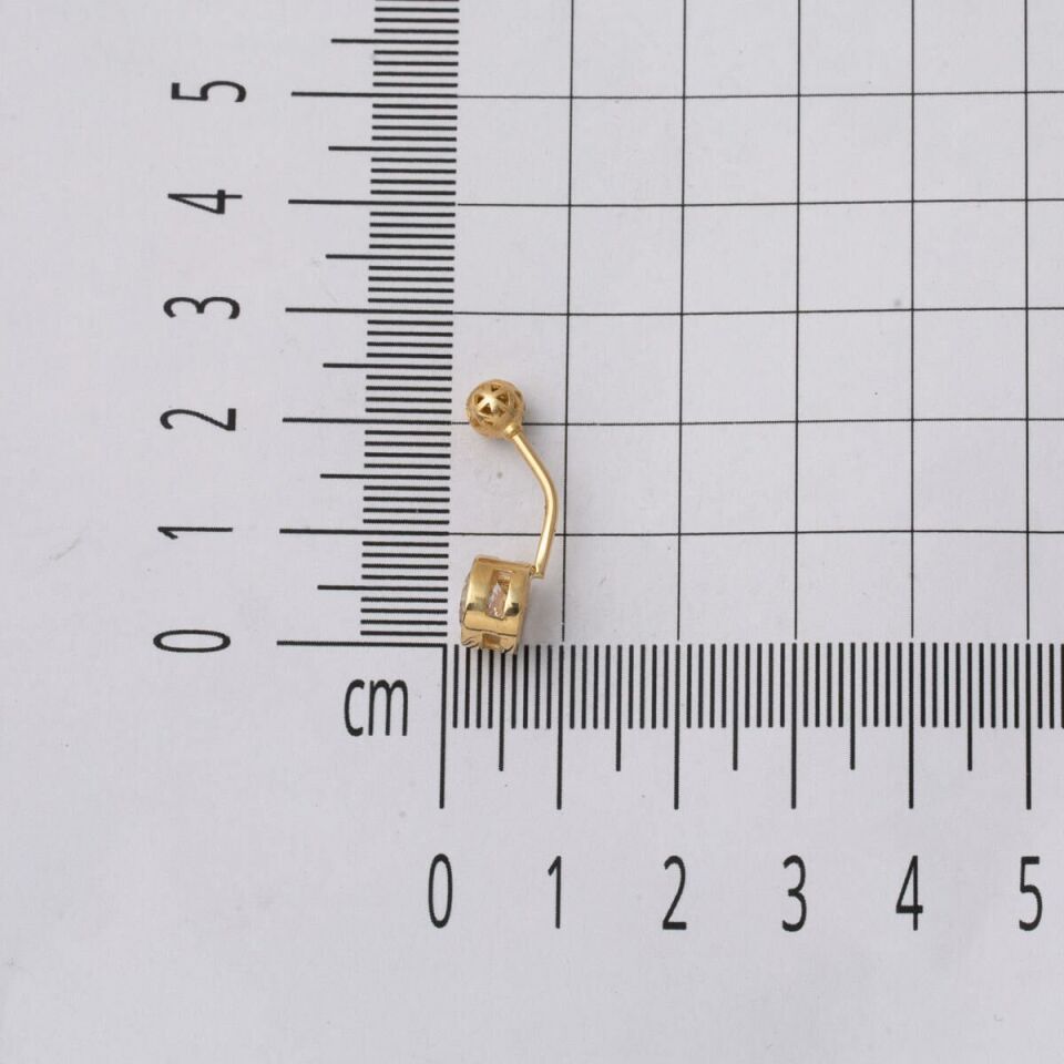 Tek Taşlı 14 Ayar Altın Göbek Piercing