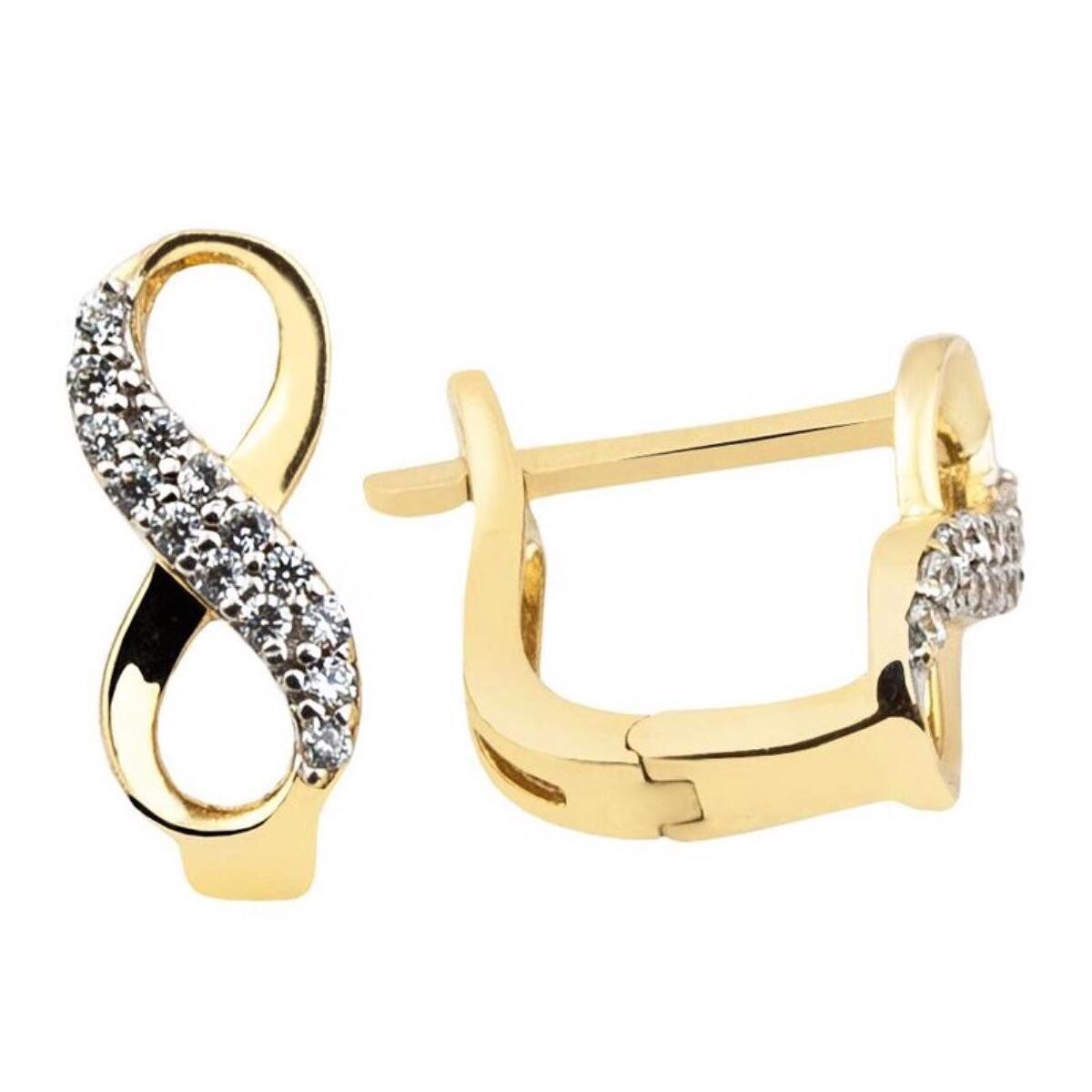 Sonsuzluklu Taşlı 14 Ayar Altın Küpe