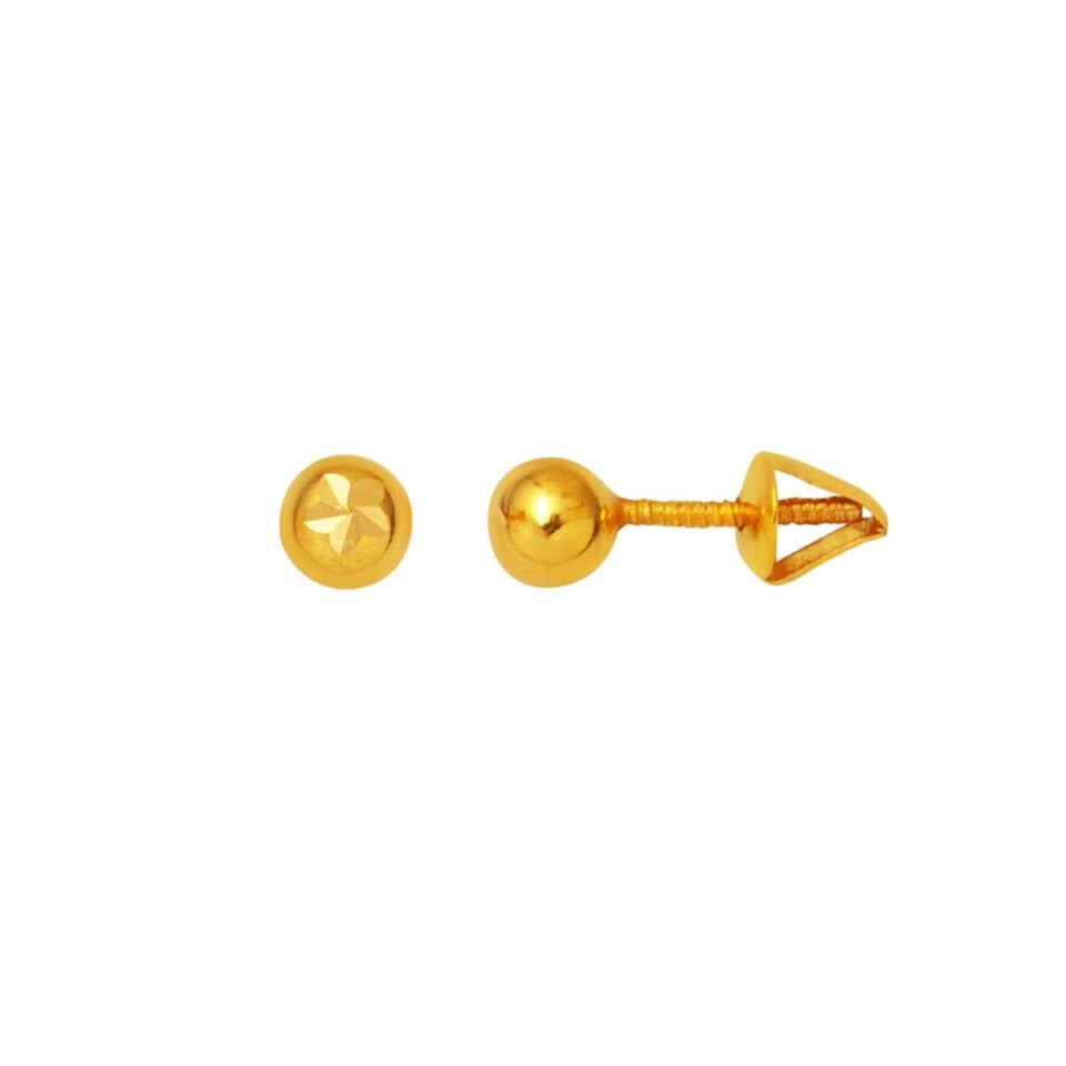 22 Ayar Altın Kalemli Top Küpe 5mm.