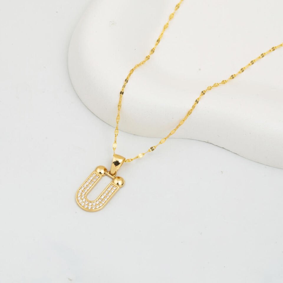 14 Ayar Altın Ü Harfi Kolye