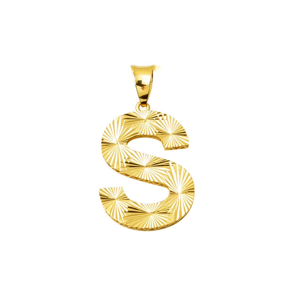 14 Ayar Altın İşlemeli S Harf Kolye Ucu