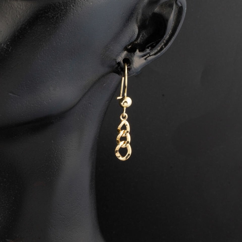 14 Ayar Gurmet Zincir Sallantılı Altın Küpe