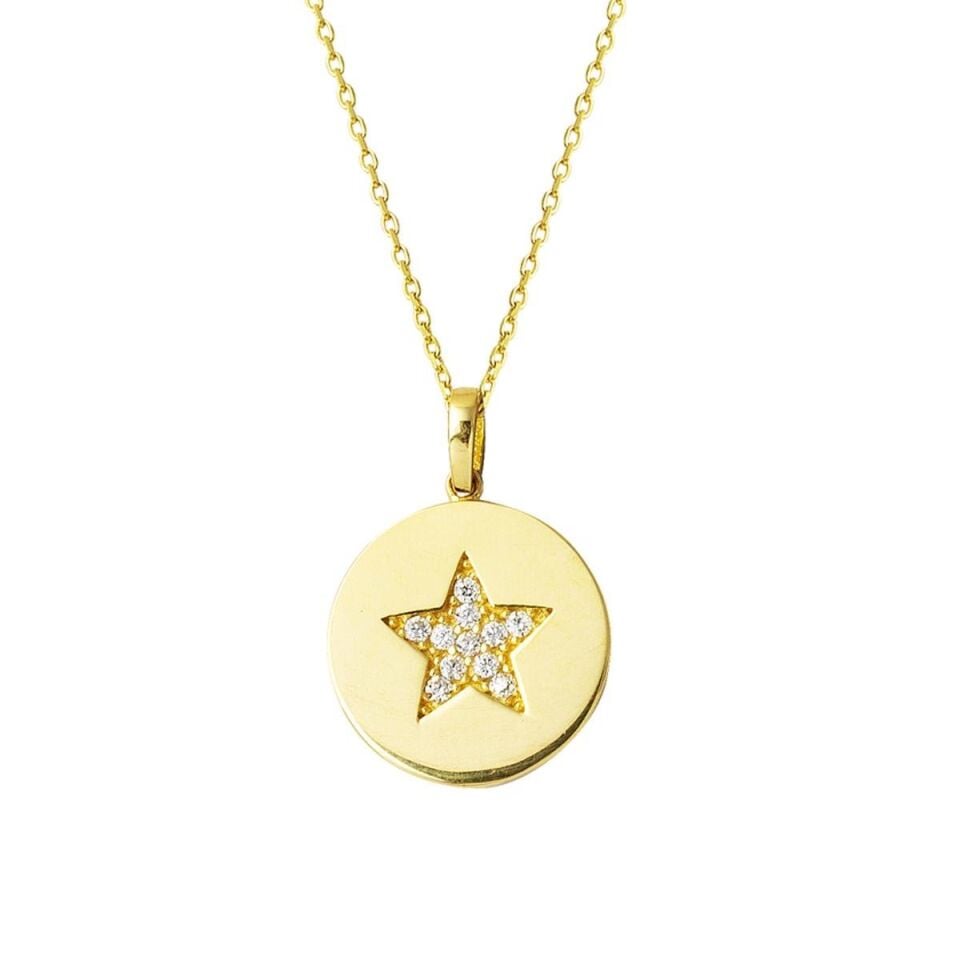 Yıldızlı Plaka 14 Ayar Altın Kolye