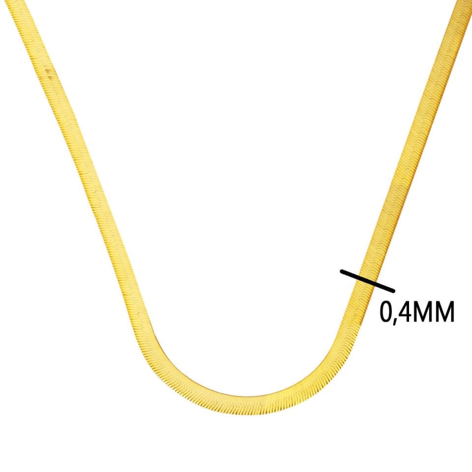 4mm Enli 22 Ayar Altın Ezme Zincir Kolye 50cm.