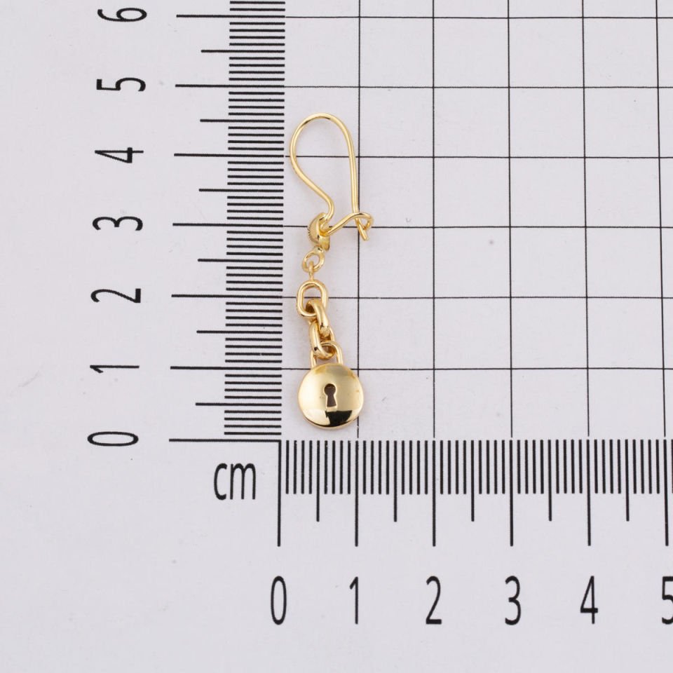 14 Ayar Yuvarlak Kilit Sallantılı Altın Küpe