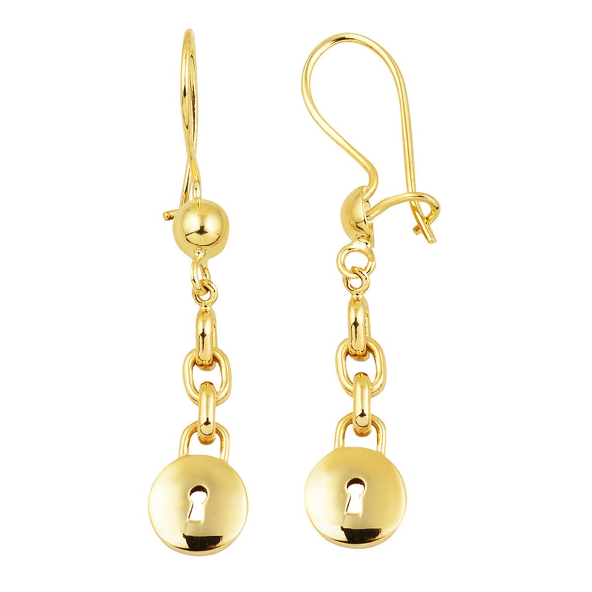 14 Ayar Yuvarlak Kilit Sallantılı Altın Küpe