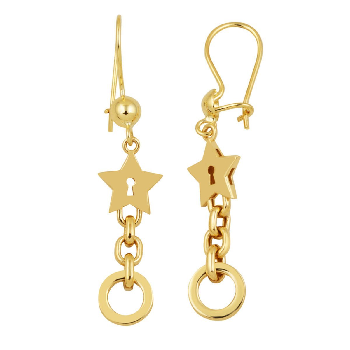 Yıldızlı Halkalı Sallantılı Küpe 14 Ayar