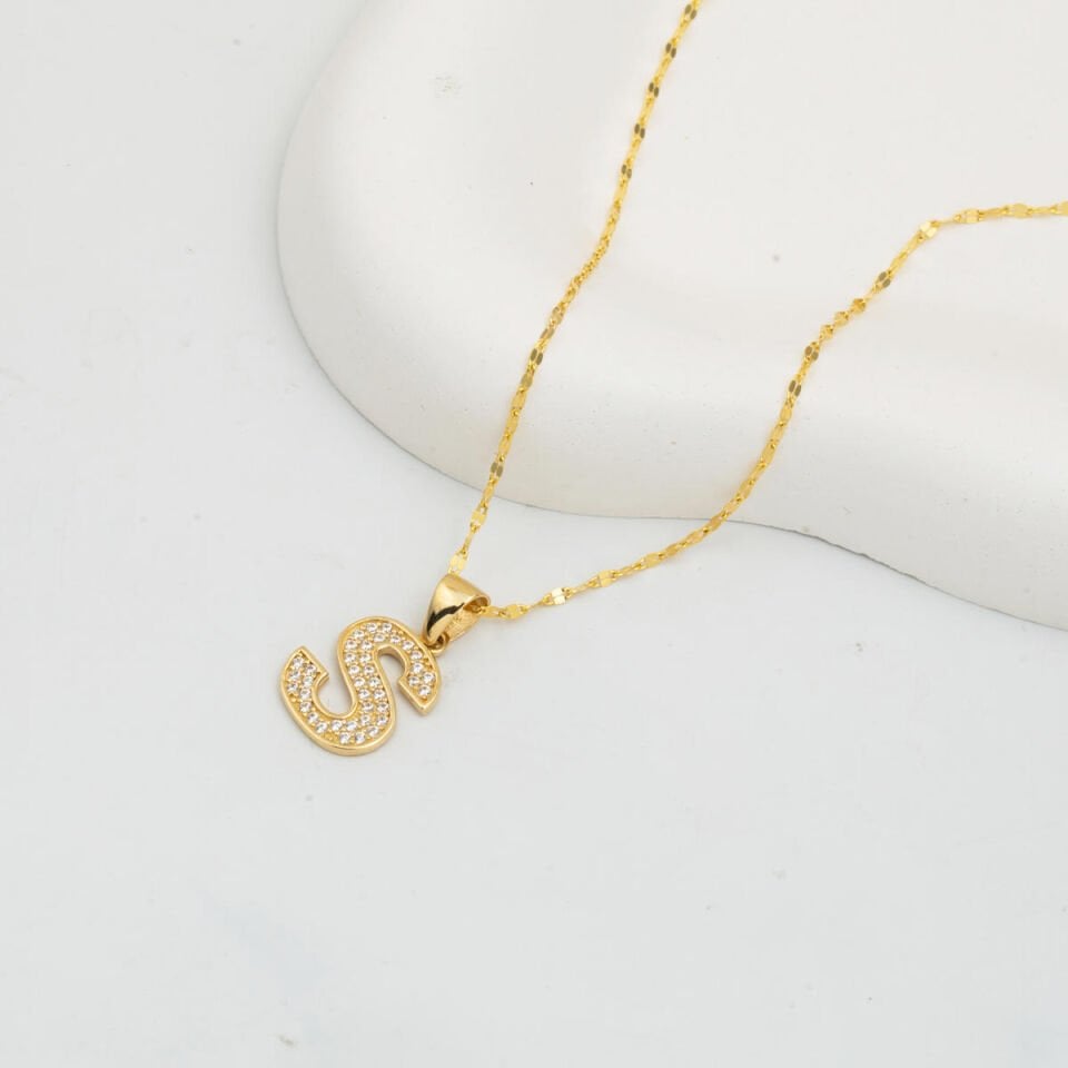 S Harf 14 Ayar Altın Kolye