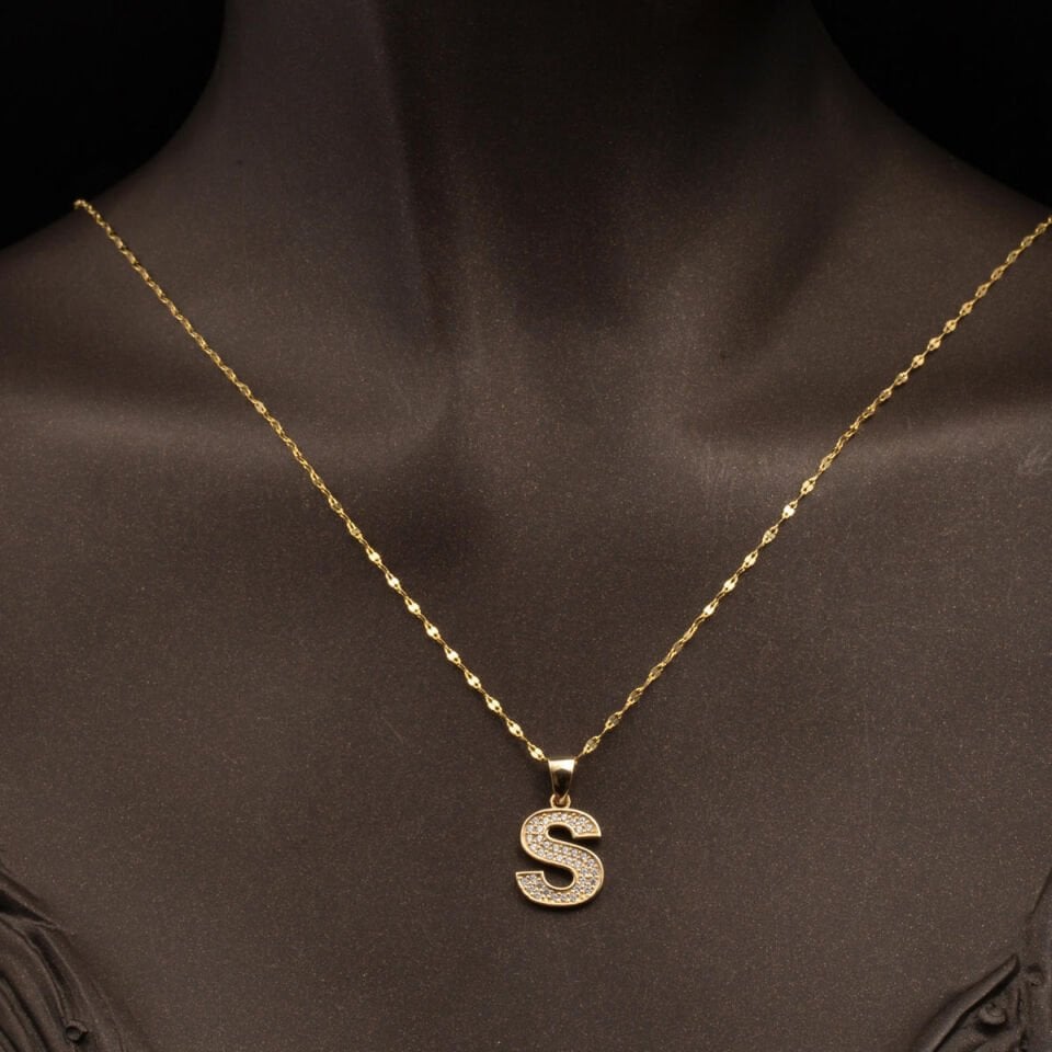 S Harf 14 Ayar Altın Kolye