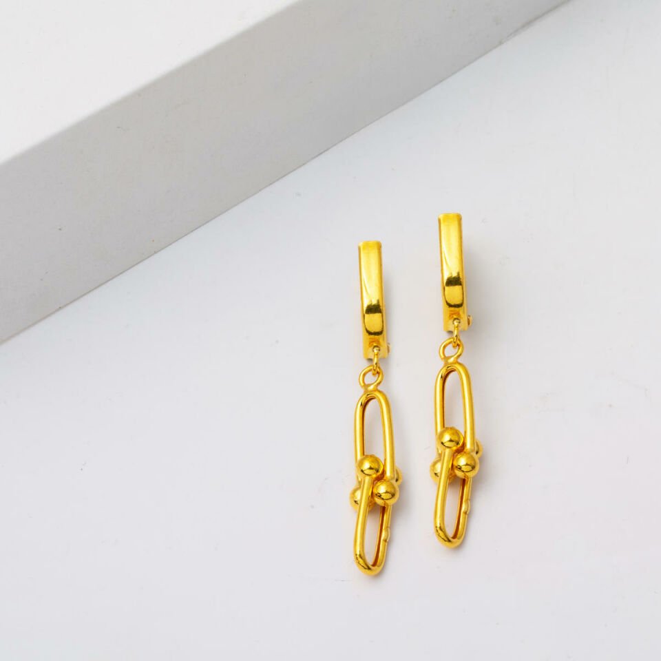 22 Ayar Tiffany Sallantılı Altın Küpe