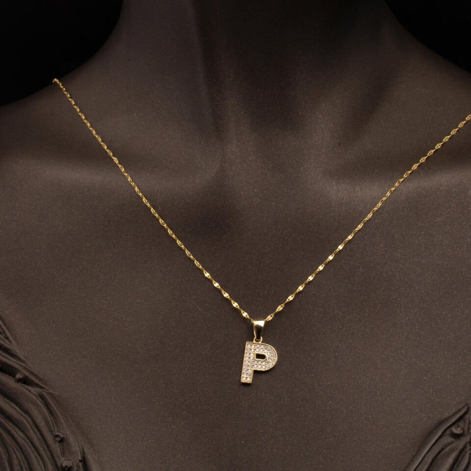 P Harfi 14 Ayar Altın Kolye