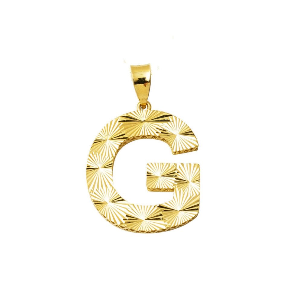 14 Ayar Altın İşlemeli G Harf Kolye Ucu