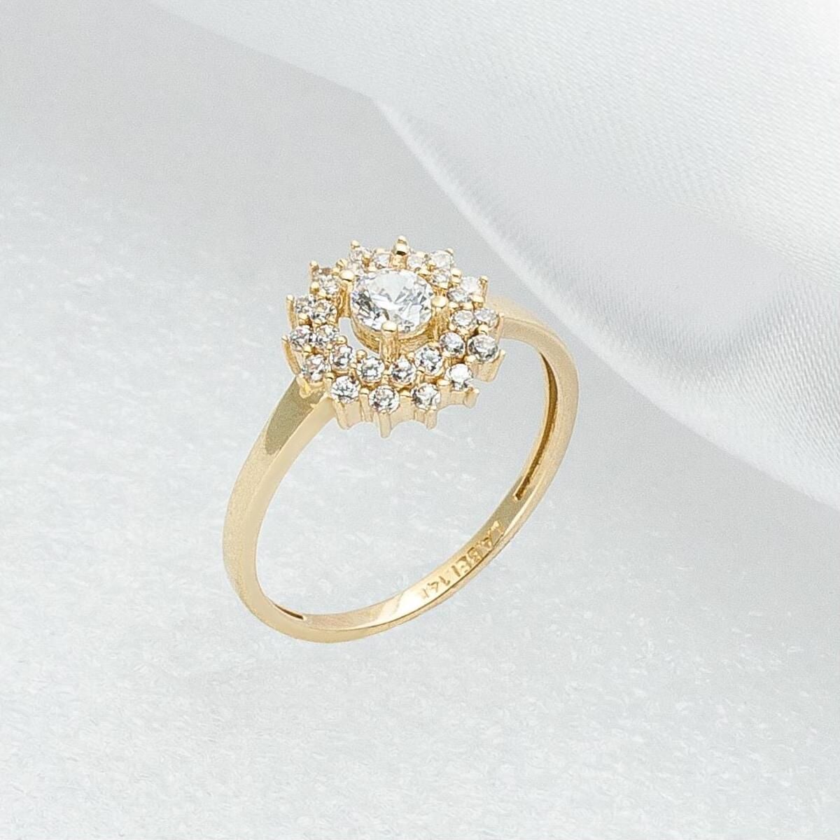 Papatya 14 Ayar Taşlı Altın Yüzük