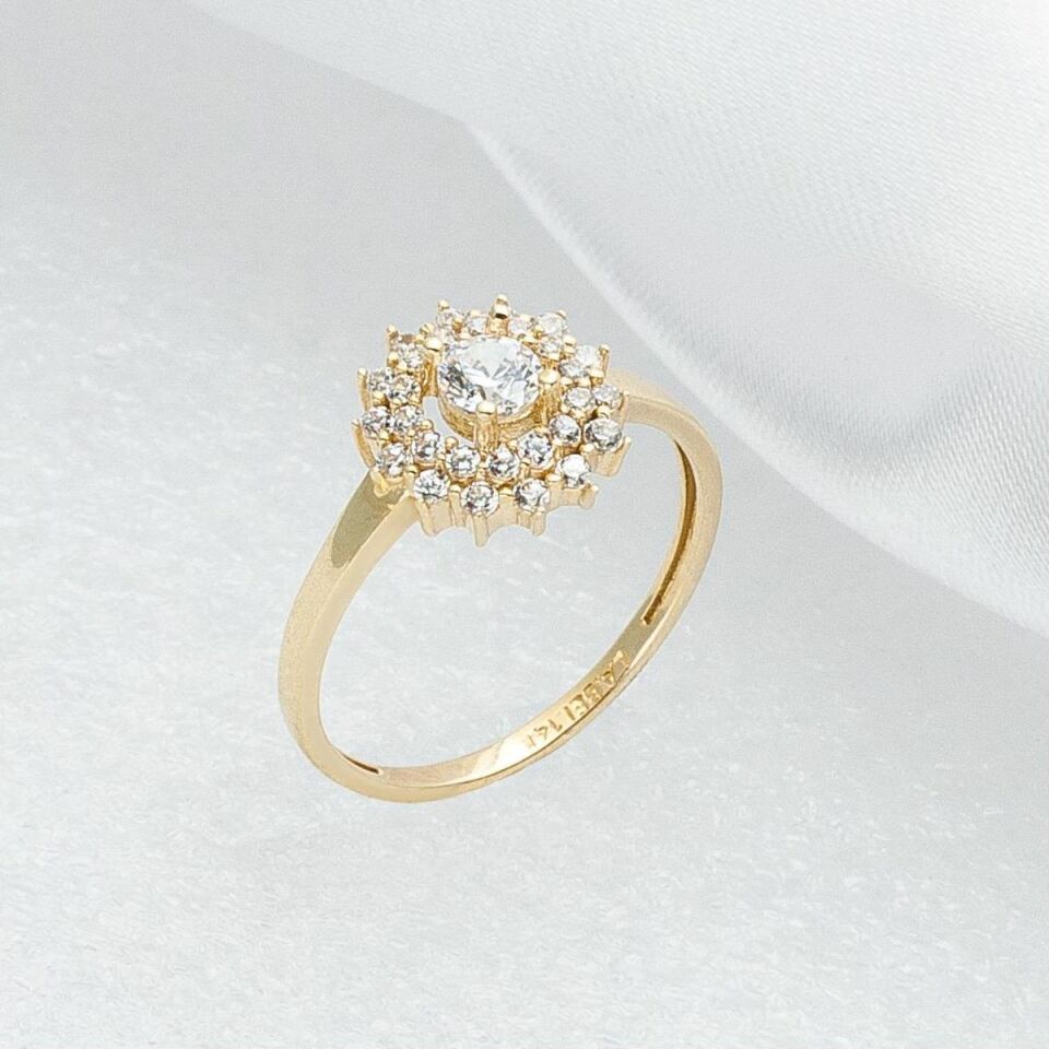 Papatya 14 Ayar Taşlı Altın Yüzük