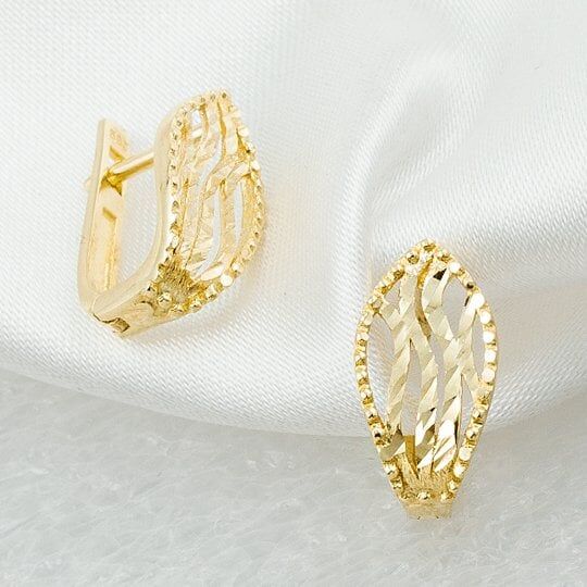 Taşsız Yaprak 14 Ayar Altın Küpe