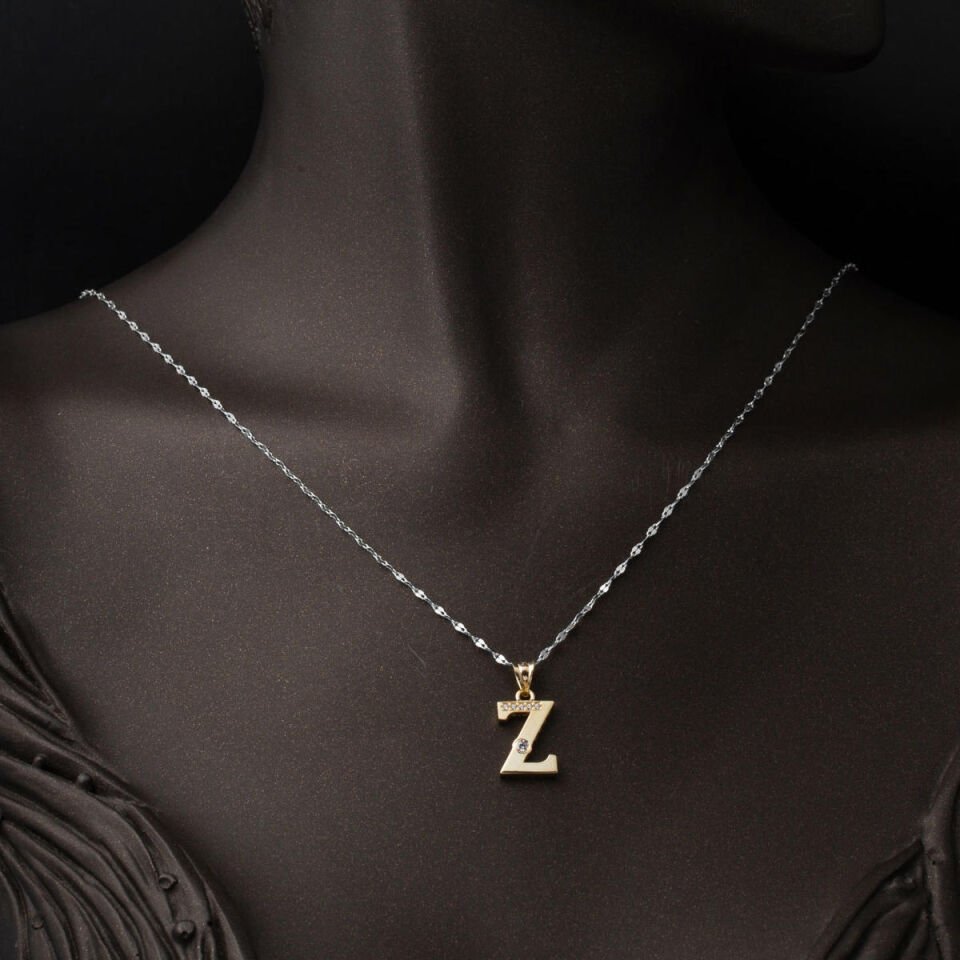 Lettera Z Baş Harfli 14 Ayar Altın Kolye Ucu