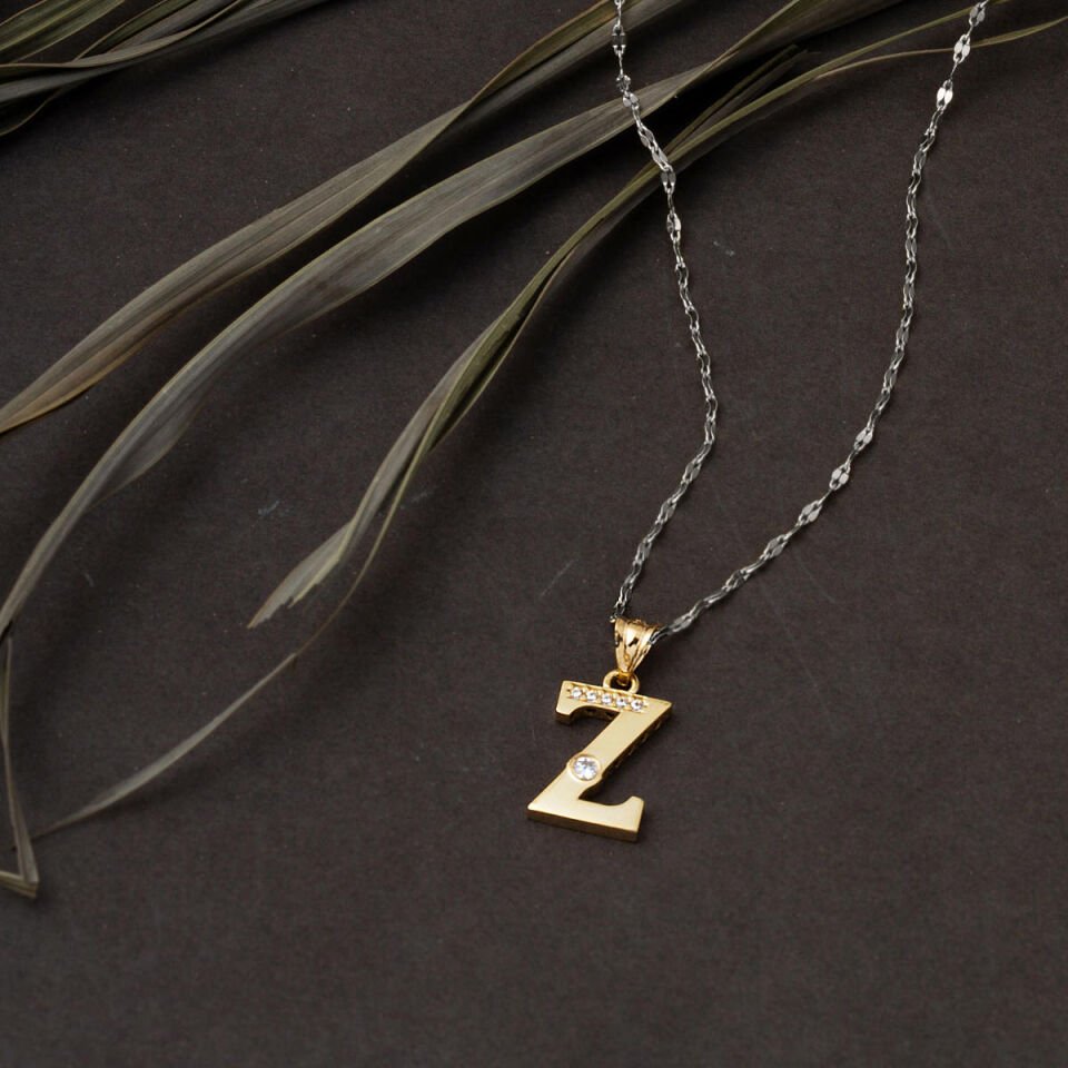 Lettera Z Baş Harfli 14 Ayar Altın Kolye Ucu