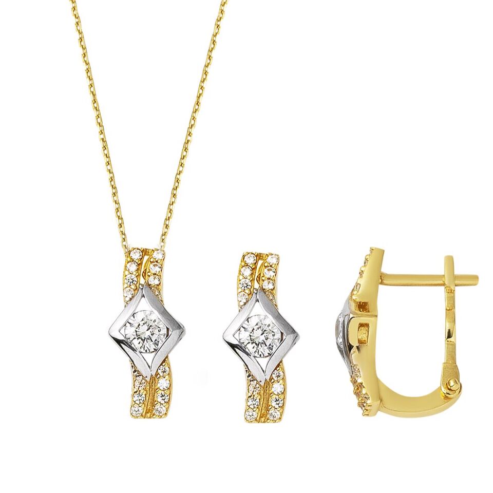 Göz Kolye & Küpe 2'li Altın Set