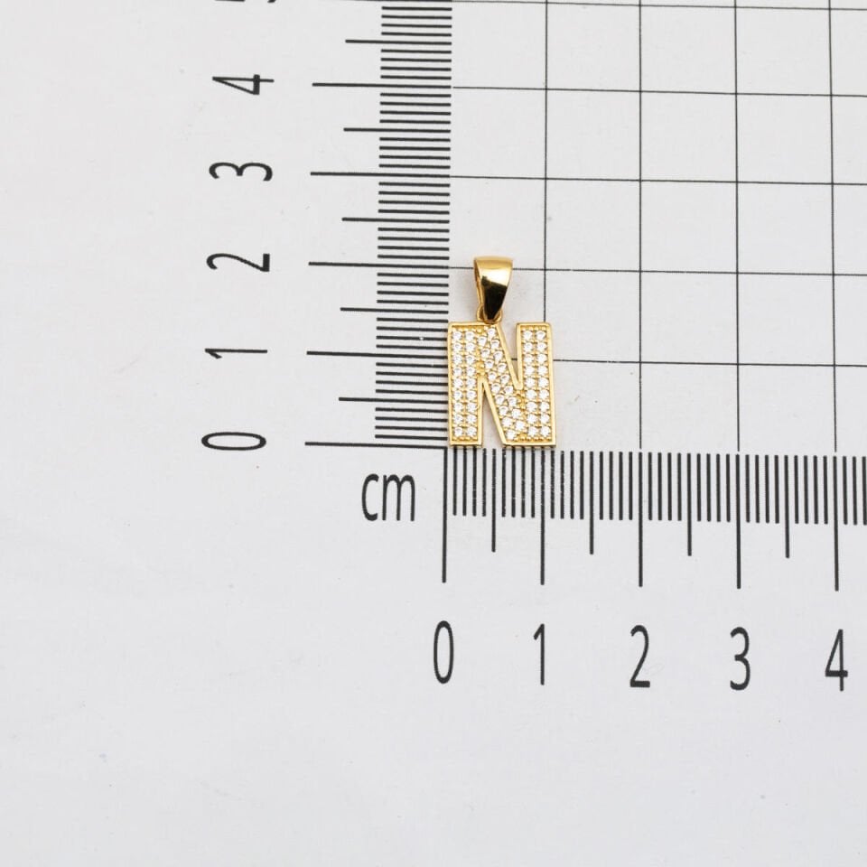 N Harfi 14 Ayar Altın Kolye Ucu