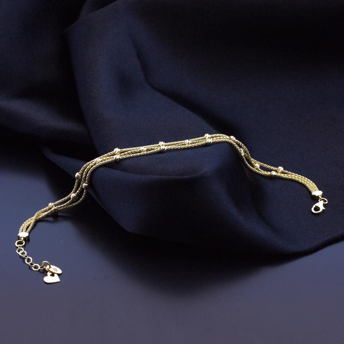 3 Zincirli Kalpli Dorika Altın Bileklik