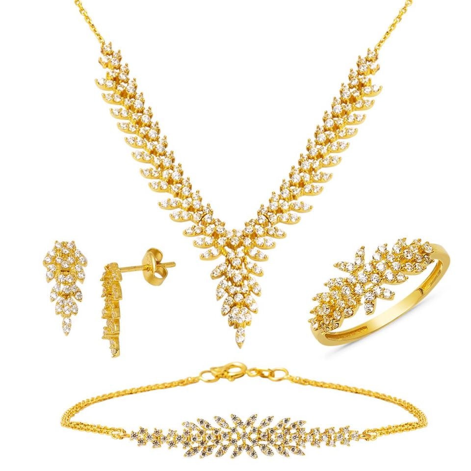 Sarmaşık 14 Ayar Altın Hanımeli Set