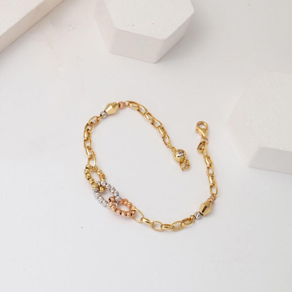 Dorika Zincirli 14 Ayar Altın Bileklik