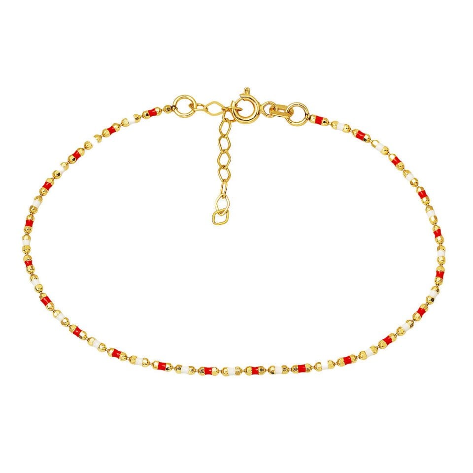 Kırmızı Mineli Altın Bileklik 14 Ayar