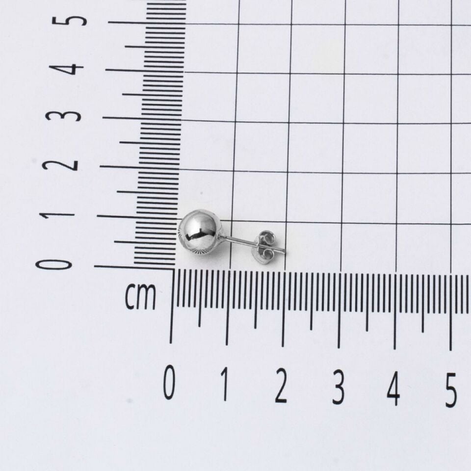 14 Ayar Beyaz Altın Top Küpe 7 mm.