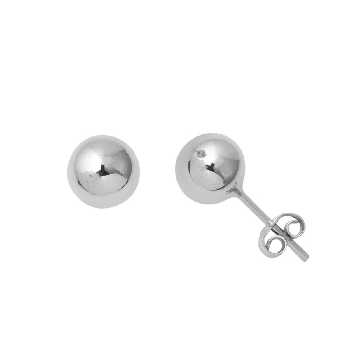 14 Ayar Beyaz Altın Top Küpe 7 mm.