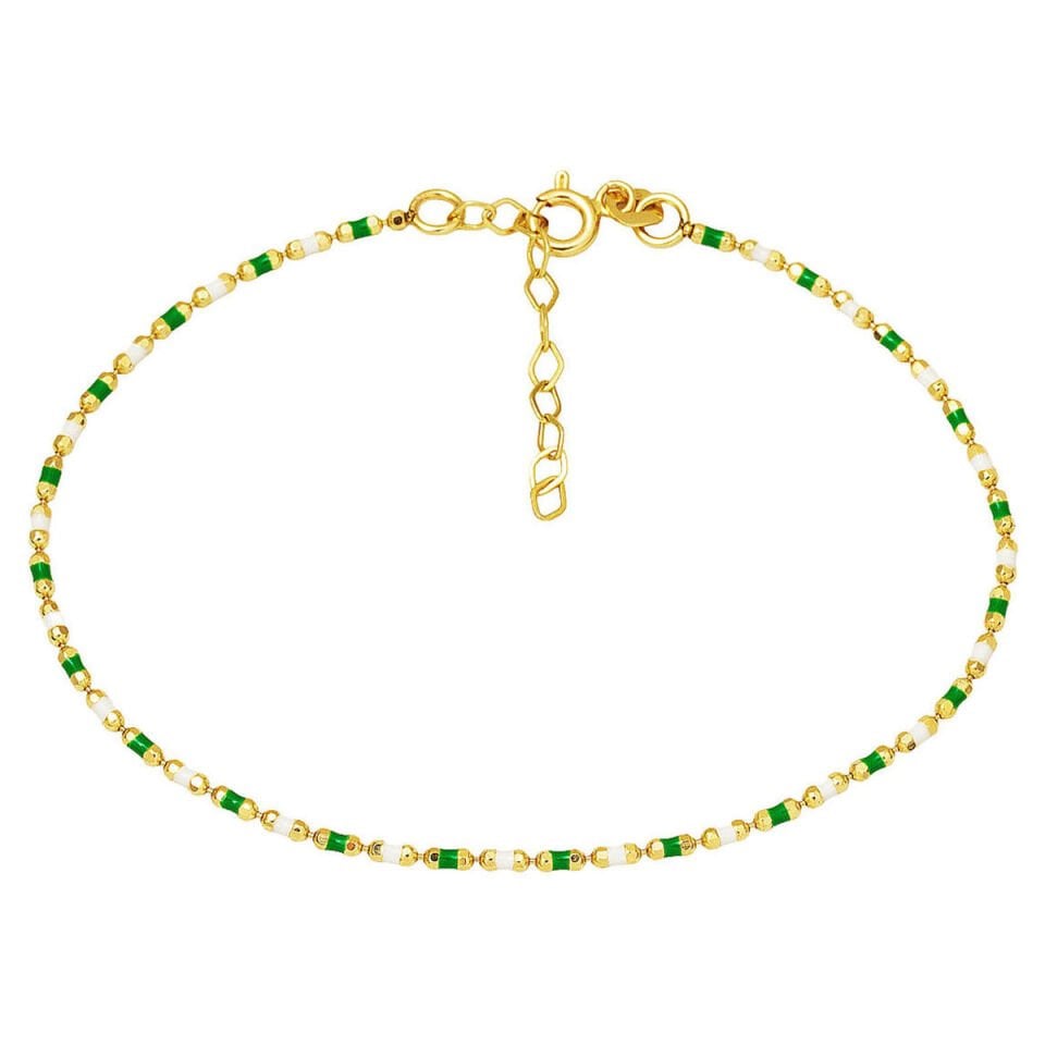 Yeşil Mineli Altın Bileklik 14 Ayar