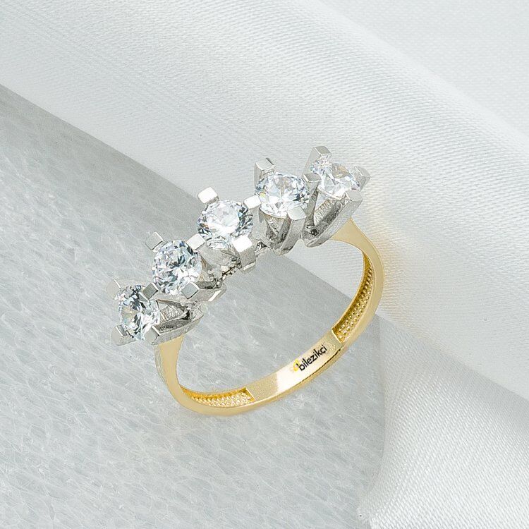 14 Ayar Altın 5 Taş Yüzük