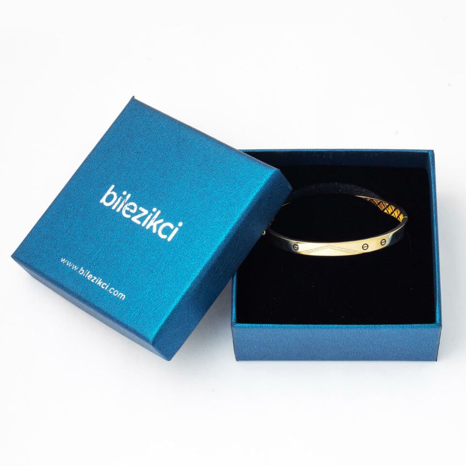 Vida Detaylı 14 Ayar Altın Kelepçe Bilezik