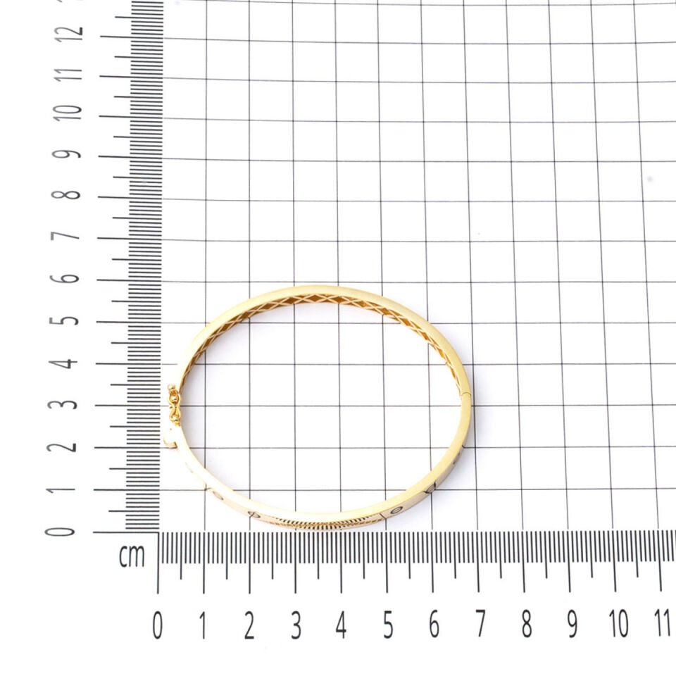 Vida Detaylı 14 Ayar Altın Kelepçe Bilezik