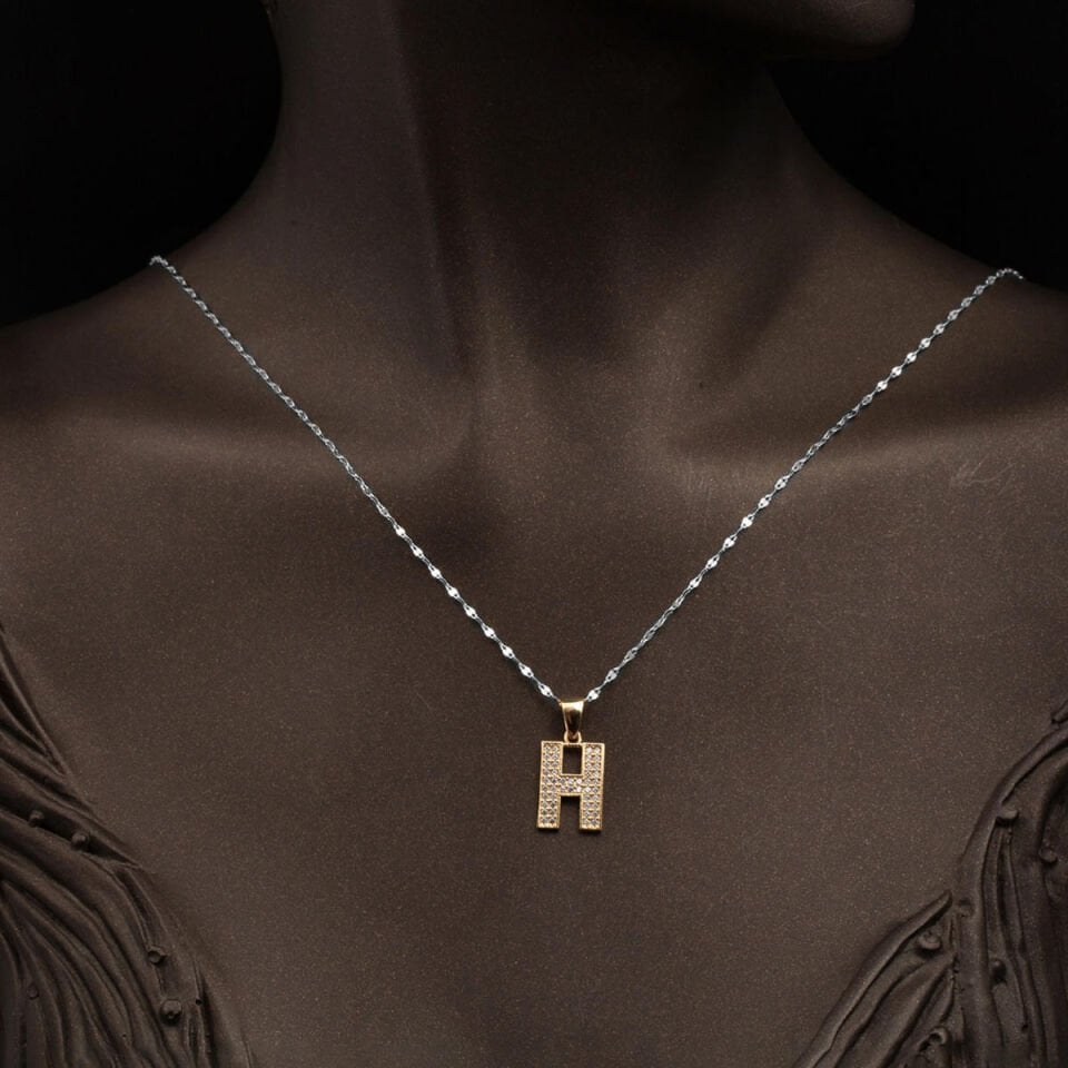 14 Ayar Altın H Harfi Kolye Ucu