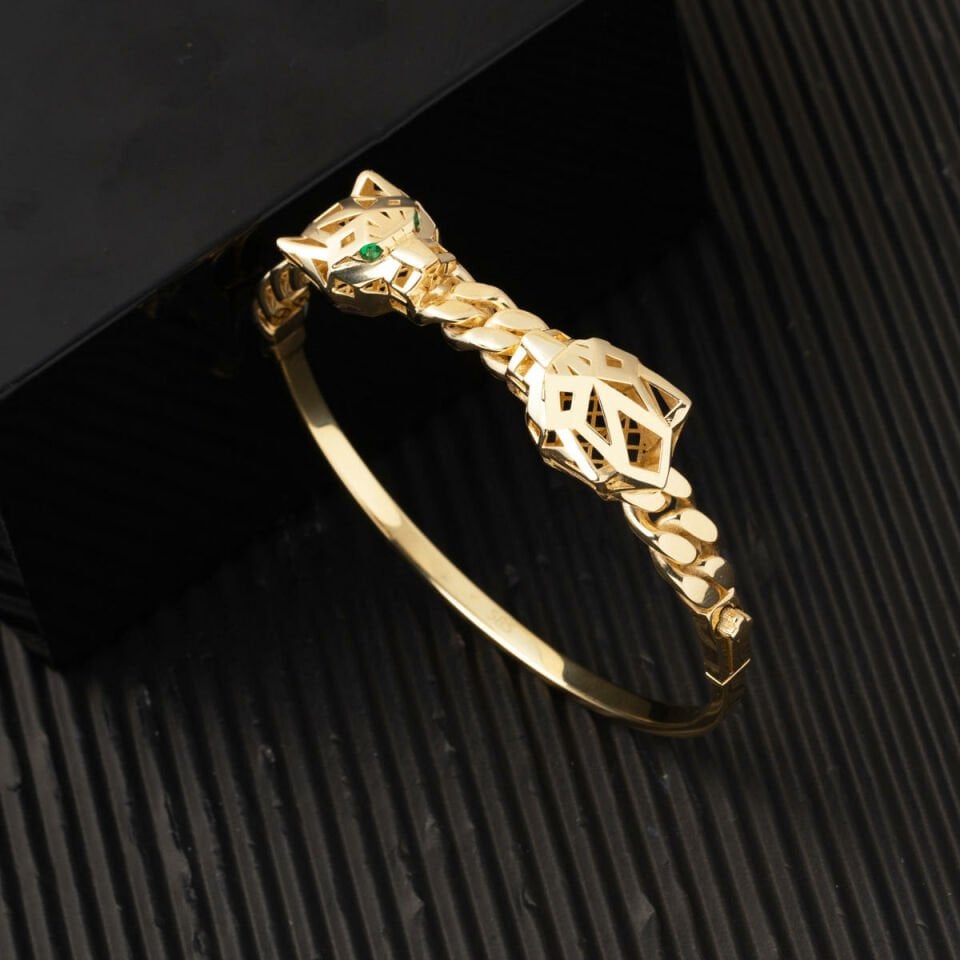 Gurmet Model Pumalı Tasarım 14 Ayar Kelepçe Bilezik