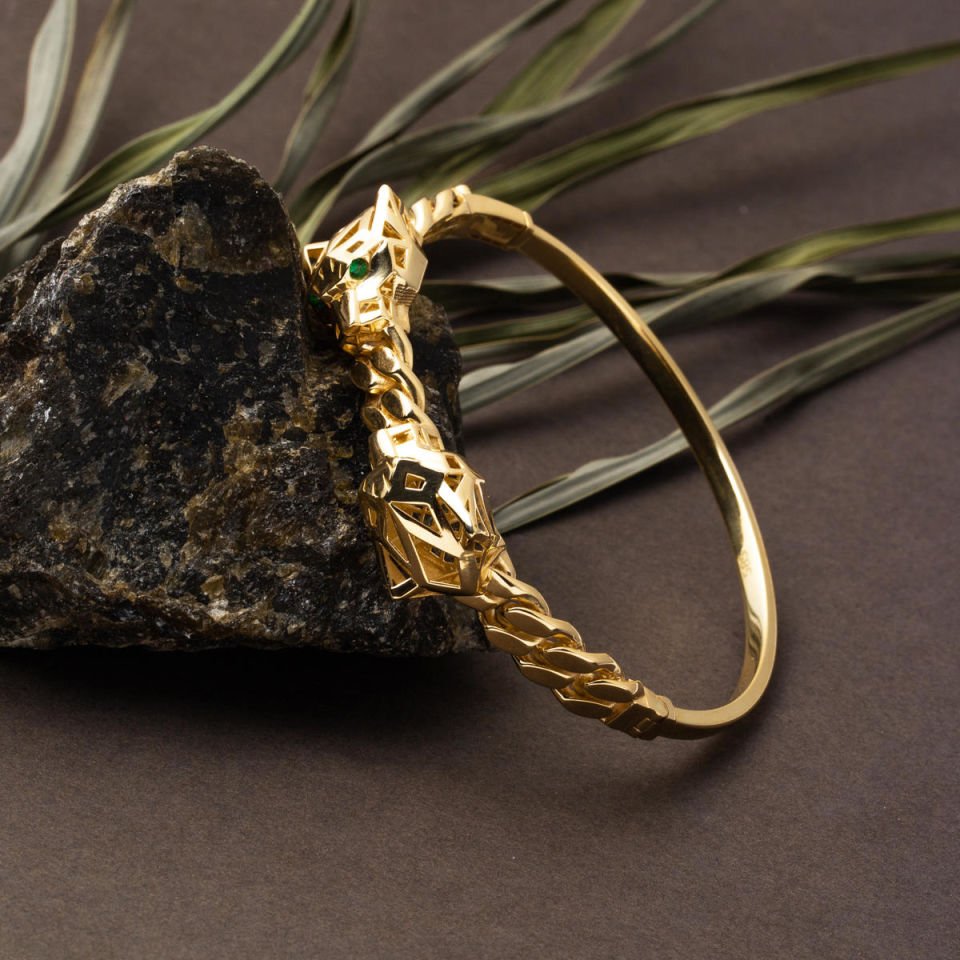 Gurmet Model Pumalı Tasarım 14 Ayar Kelepçe Bilezik