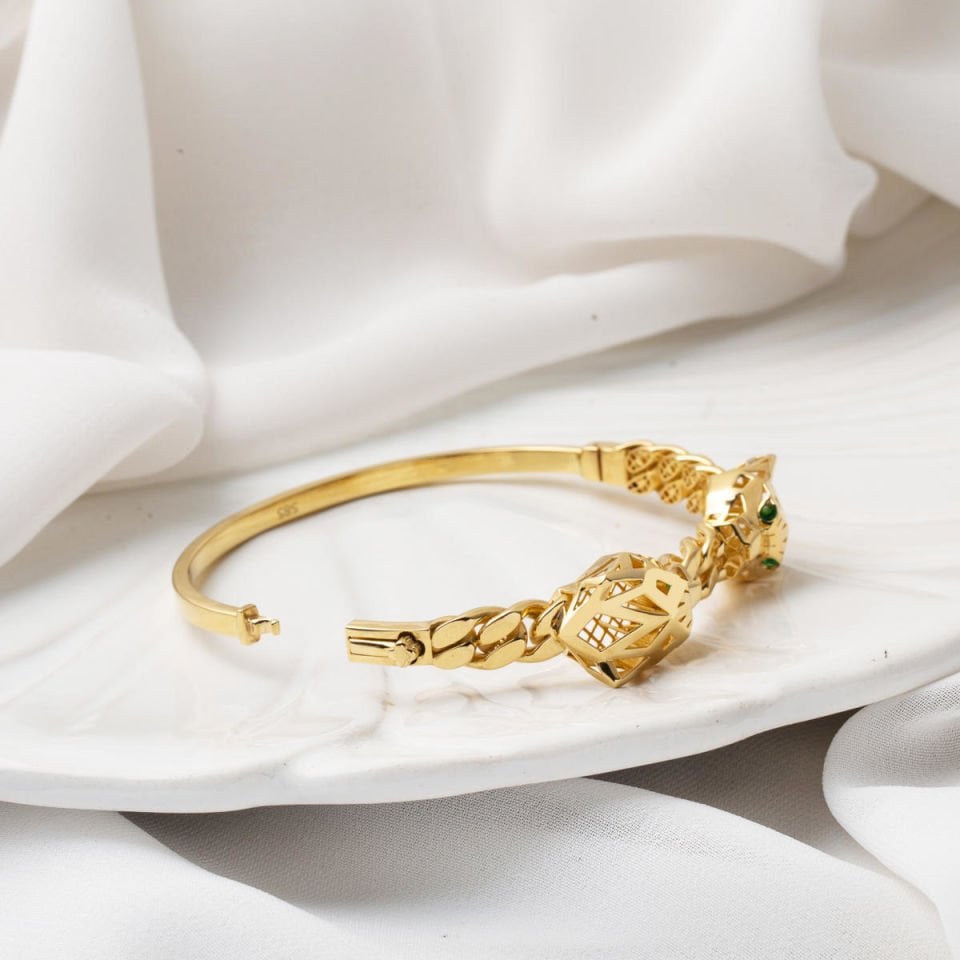 Gurmet Model Pumalı Tasarım 14 Ayar Kelepçe Bilezik