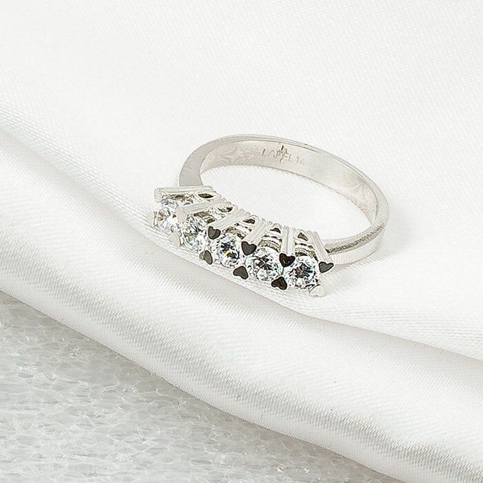 Kalp Tırnaklı 14 Ayar Beyaz Altın Yüzük