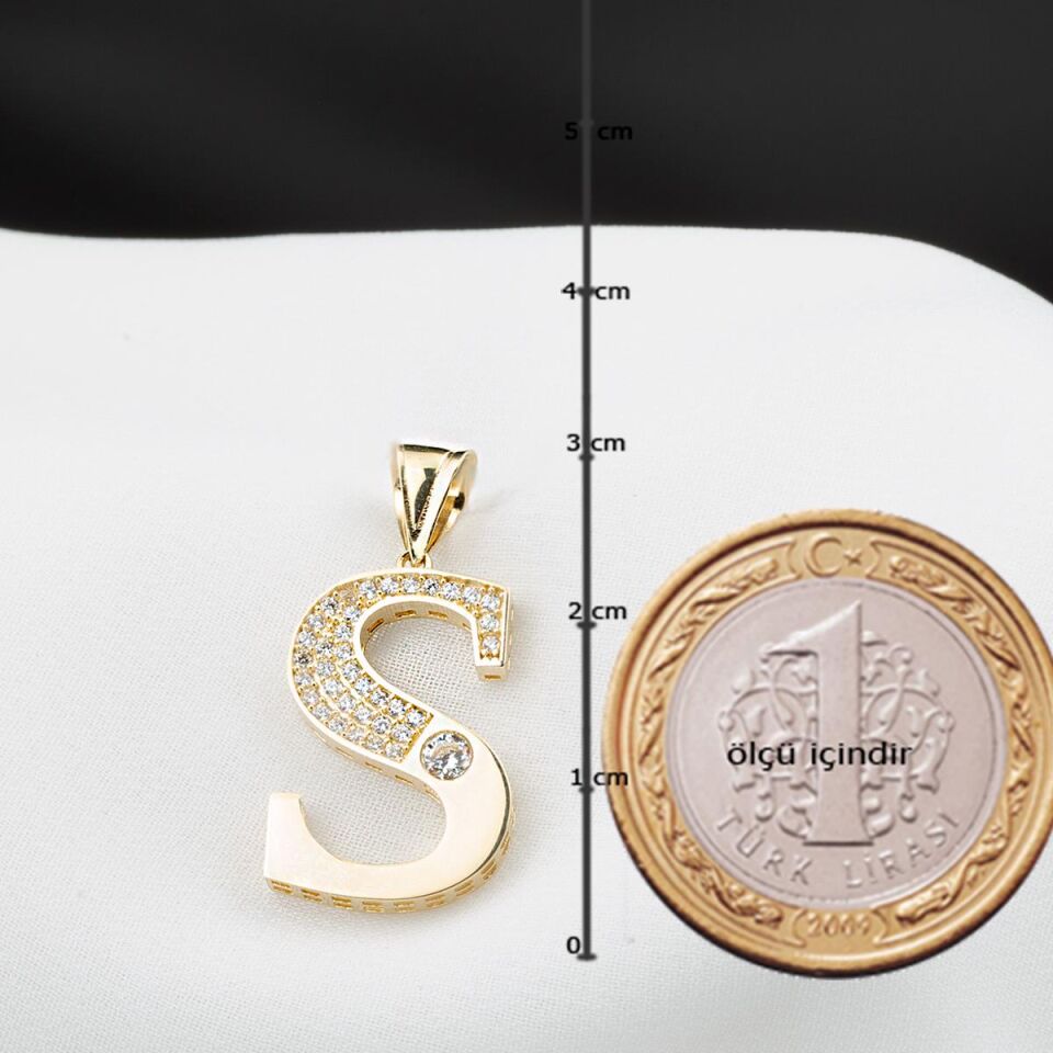 S Harfi Lettera Altın Kolye Ucu