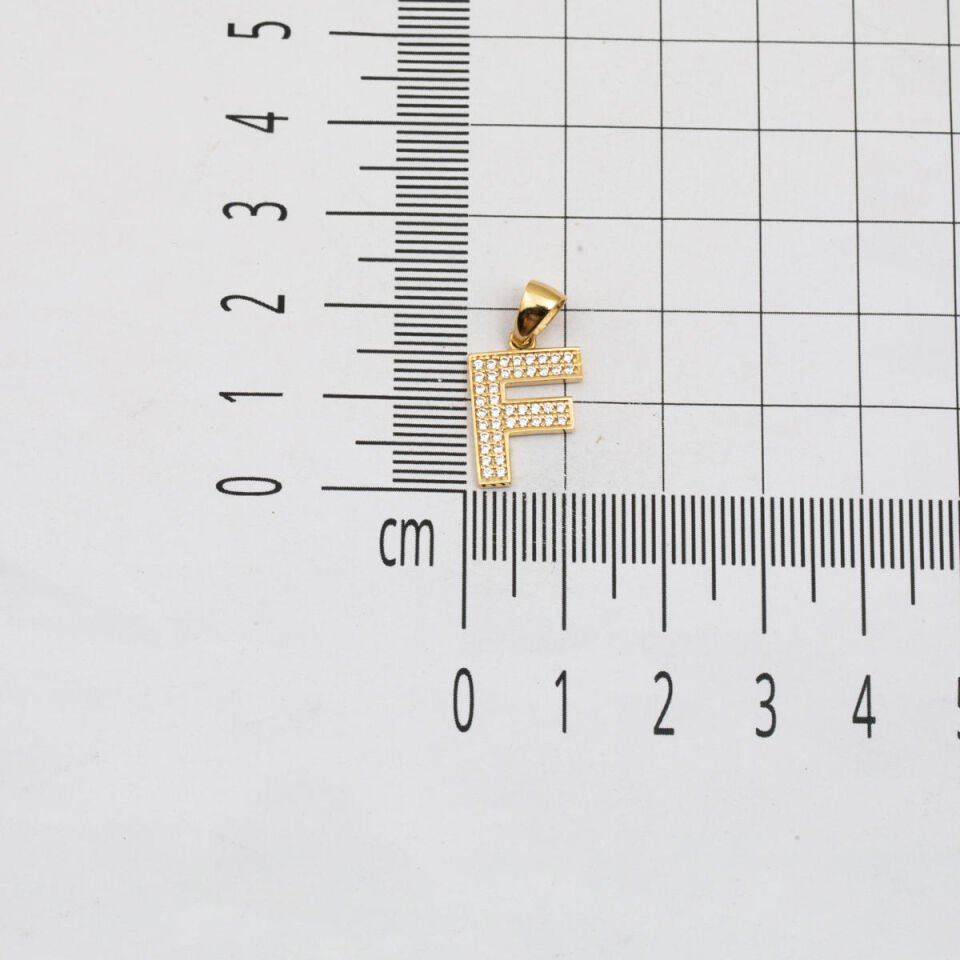 F Harfi Kolye Ucu 14 Ayar Altın