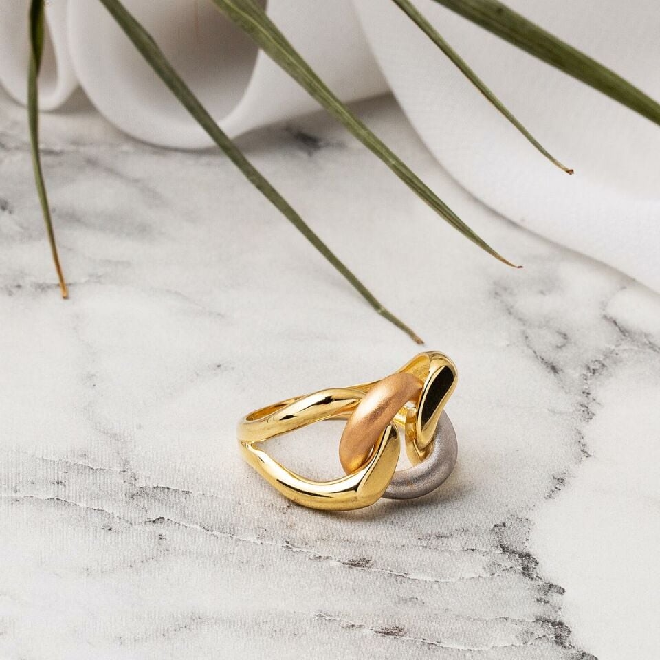 3 Renkli Gurmet 14 Ayar Altın Yüzük