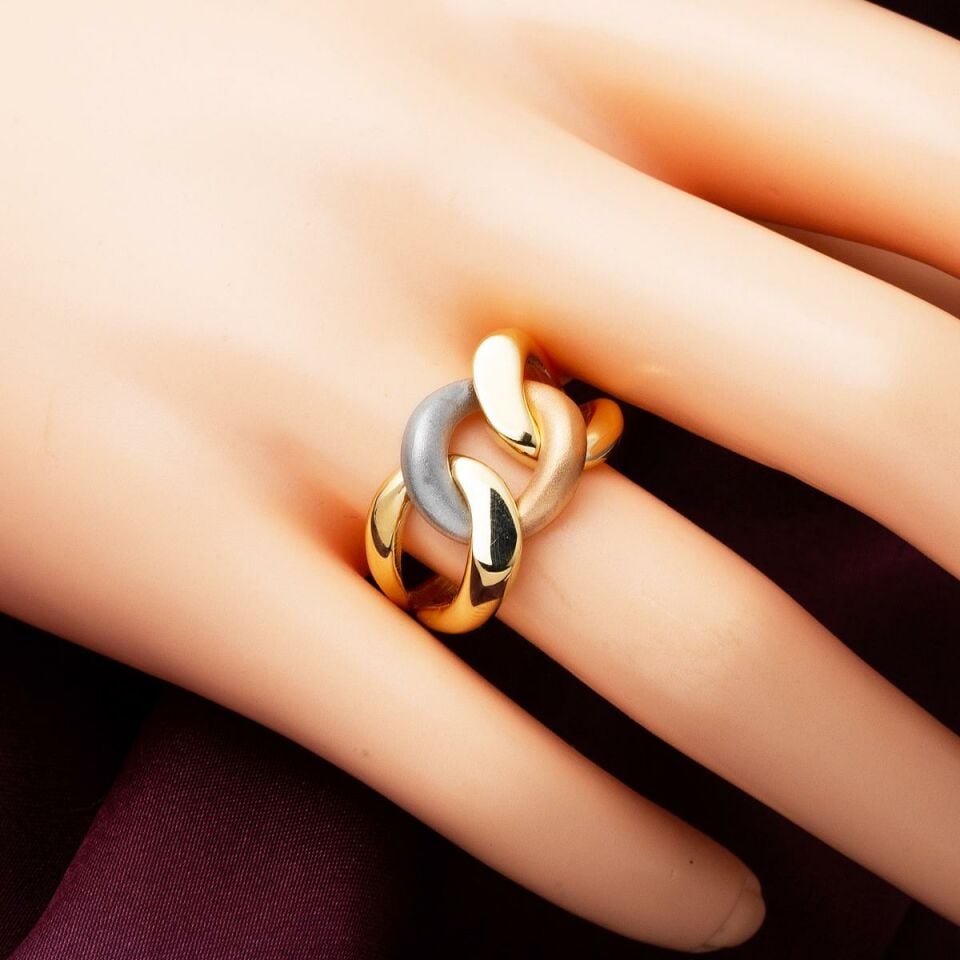 3 Renkli Gurmet 14 Ayar Altın Yüzük