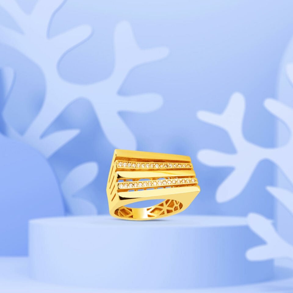 Asimetrik Tasarım 14 Ayar Fantezi Altın Yüzük