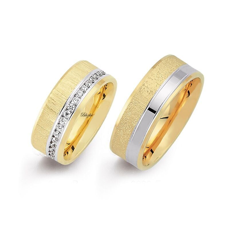 Kum Setina 14 Ayar Altın Alyans Takımı