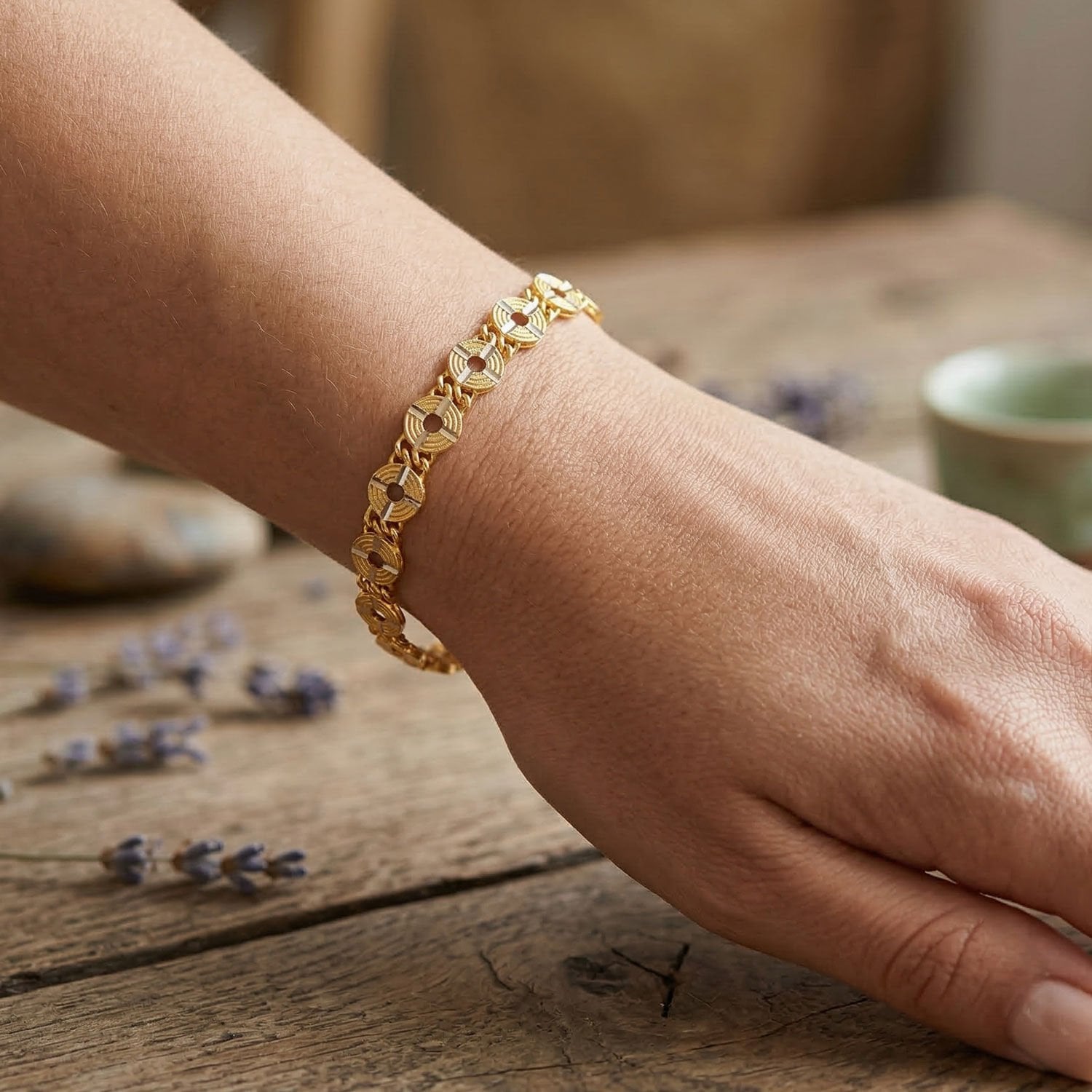 Sarı Altın Zarif Kadın Bileklik