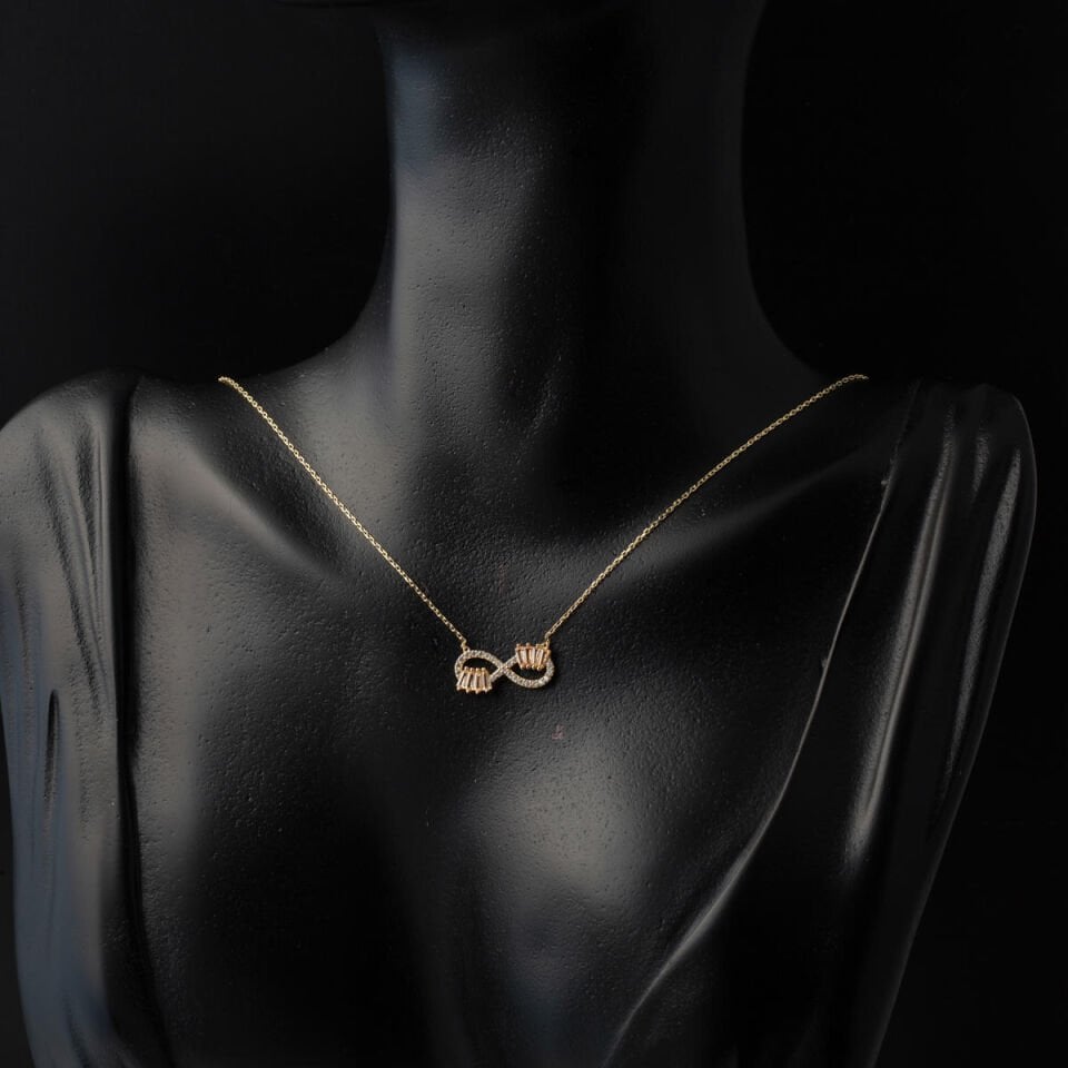 Topaz Baget Taşlı Sonsuzluk Altın Kolye