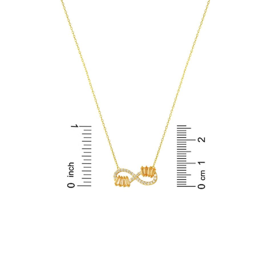 Topaz Baget Taşlı Sonsuzluk Altın Kolye